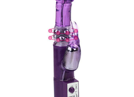 Purple plastic electric vibrator with pink led lights and silver metallic base from BAILE hot lady ii kaninchenperlenrotator