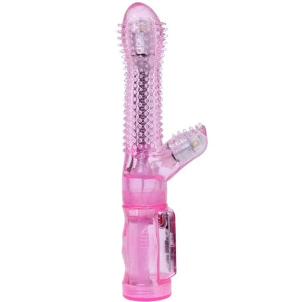 Baile intimer liebhaber tease lila vibrator pink transparenter vibrierender rabbit toy mit strukturierter oberfläche und led-licht