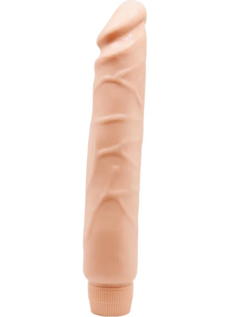 Peachfarbener silikonvibrator baile jack mit realistischer struktur und abgerundetem spitz, 26 cm lang