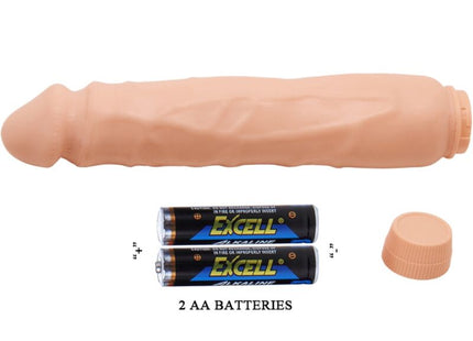 Peachfarbener silikon vibrator baile jack realistischer vibrator 26 cm haut mit strukturierter oberfläche und rundem spitzendeckel und zwei aa batterien