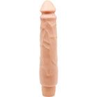 Peachfarbener silikonvibrator von Baile mit strukturierter Oberfläche und abgerundetem Kopf 26 cm lang