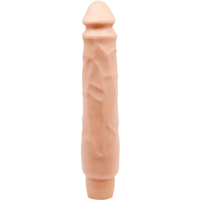 Peachfarbener silikonvibrator von Baile mit strukturierter Oberfläche und abgerundetem Kopf 26 cm lang