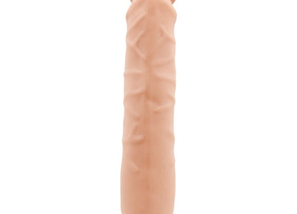 Peachfarbener silikonvibrator mit strukturierter oberfläche und abgerundetem kopf baile jack realistischer vibrator 26 cm haut