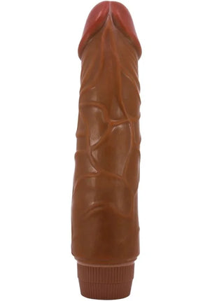 Brauner silikon dildo mit roter spitze und strukturierter oberfläche baile jeff realistischer vibrator 19,5 cm mulatte