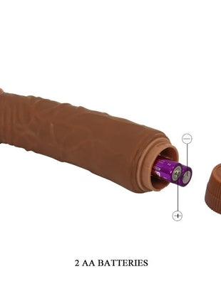 Brauner silikon vibrator baile jeff mit realistischer struktur und offenem batteriefach mit zwei aa batterien