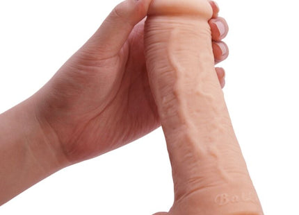 Baile johnson realistischer hautdildo 22 cm in pfirsichfarbe aus silikon mit detailierter struktur und logo am fuß