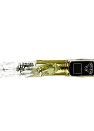Goldfarbener elektronischer vibrator baile kaninchen sibirien passion gold mit transparentem silikonkopf und bedienfeld