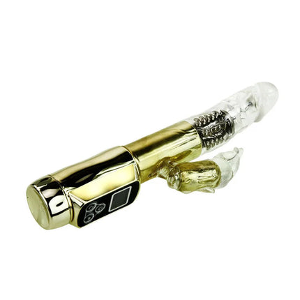 Goldfarbener vibrator baile kaninchen sibirien passion mit transparentem kopf und handförmiger anbringung