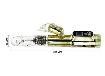 Goldfarbener elektronik-kaninchen-vibrator baile kaninchen sibirien passion gold mit transparentem kopf und digitaler steuerung