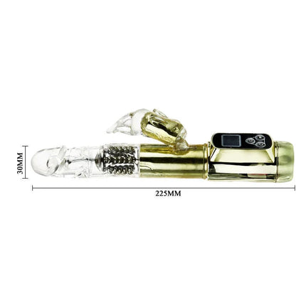 Goldfarbener elektronik-kaninchen-vibrator baile kaninchen sibirien passion gold mit transparentem kopf und digitaler steuerung
