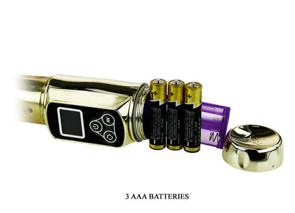 Goldfarbenes elektronisches baile kaninchen sibirien passion gold gerät mit schwarzem bedienfeld für drei aaa batterien