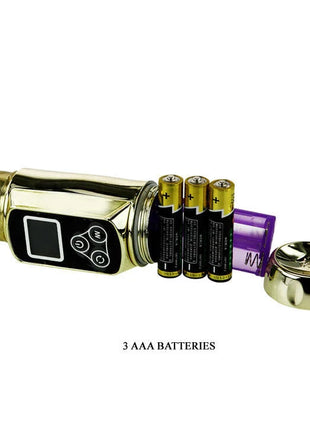 Goldfarbenes elektronisches baile kaninchen sibirien passion gold gerät mit schwarzem bedienfeld für drei aaa batterien