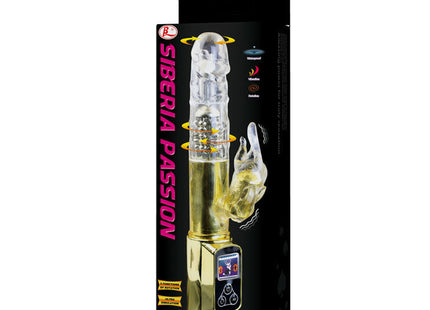 Siberia passion gold vibrierender rabbit toy mit transparentem körper und goldfarbenem grundstück und steuerungspanel