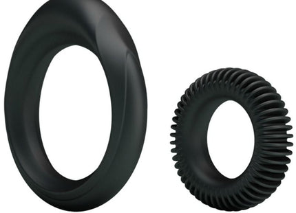 Schwarzer silikon analring mit glatter und strukturierter oberfläche aus dem baile kit 2 silikonringe ring manhood