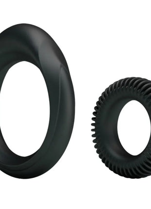 Schwarzer silikon analring mit glatter und strukturierter oberfläche aus dem baile kit 2 silikonringe ring manhood