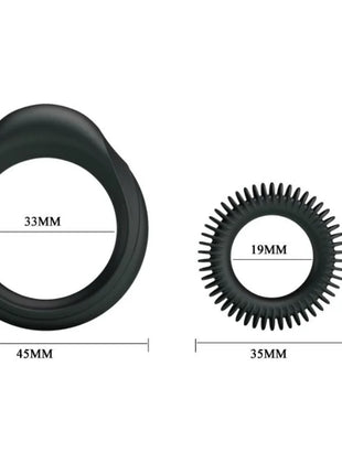 Schwarzer silikonring von baile mit strukturierter stacheliger außenkante und glatter innenseite aus dem kit 2 silikonringe ring manhood