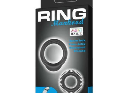 Baile kit 2 silikonringe ring manhood schwarzer silikonring mit strukturierter, spitzer außenkante und glatter innenseite