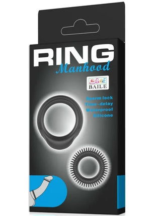 Baile kit 2 silikonringe ring manhood schwarzer silikonring mit strukturierter, spitzer außenkante und glatter innenseite