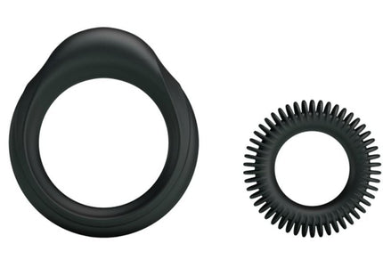 Schwarzes silikonring set baile mit glattem außenring und spitzem innenring für männer