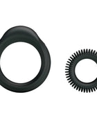 Schwarzes silikonring set baile mit glattem außenring und spitzem innenring für männer