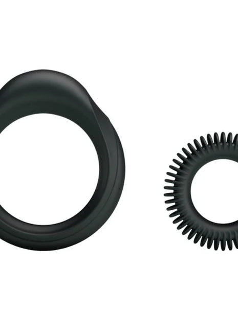 Schwarzes silikonring set baile mit glattem außenring und spitzem innenring für männer