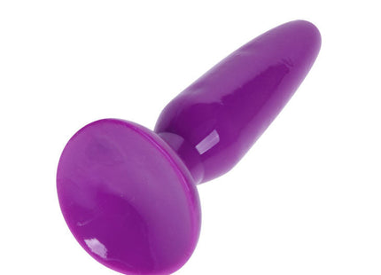 Glänzender lila silikon analstecker mit abgerundetem, flachem sockel und zulaufender spitze von baile klein rosa 15 cm