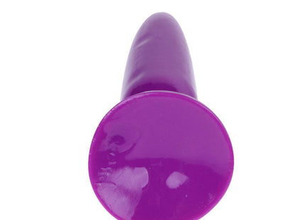 Lila silikon dildo mit abgerundetem fuß und zugespitzter spitze aus der baile kleiner rosa analstecker 15 cm serie