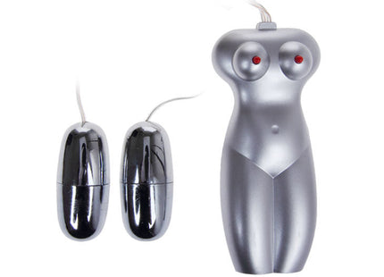 Silberfarbener leidenschaft lady masturbator stimme 3d mit humanoider fernbedienung und zwei zylindrischen vibratoren