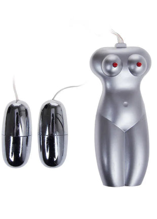 Silberfarbener leidenschaft lady masturbator stimme 3d mit humanoider fernbedienung und zwei zylindrischen vibratoren