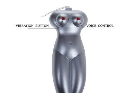 Silberner metallischer baile leidenschaft lady masturbator stimme 3d mit vibrationstaste und sprachsteuerung