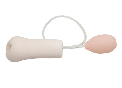 Creamfarbener silikon-knochenförmiger toy mit pinkem ballonartigem ende und transparentem schlauch für leidenschaft lady murcia masturbator 3d