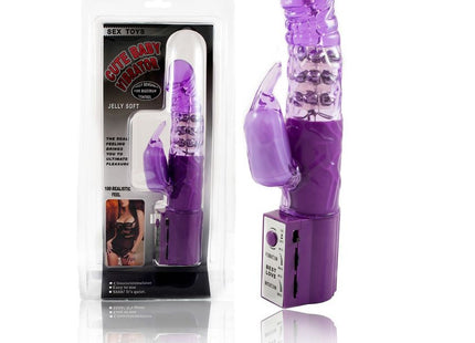 Purpurfarbener baile lila kaninchen-rotator vibrator mit transparenten teilen und bedienfeld am fußende