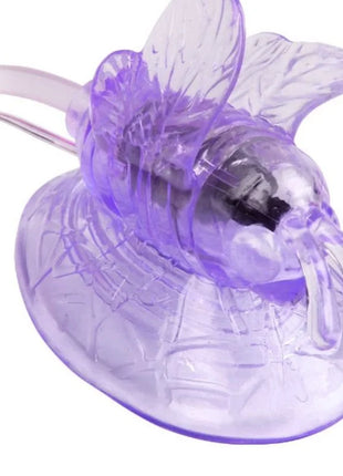 Transparenter lila plastik bienenförmiger vibrator mit detaillierten flügeln und körper zur klitorisstimulation