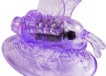 Baile lila klitorisstimulation vibrierender schmetterling aus durchsichtigem lila plastik mit bienenform und saugnapf