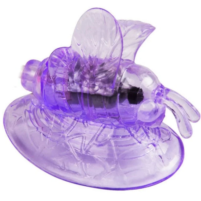 Baile lila klitorisstimulation vibrierender schmetterling aus durchsichtigem lila plastik mit bienenform und saugnapf