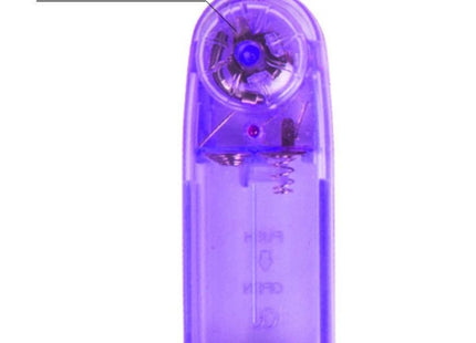 Lila transparenter batteriebetriebener vibrator aus kunststoff mit modusknopf und federmechanismus zur klitorisstimulation