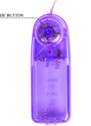 Lila transparenter batteriebetriebener vibrator aus kunststoff mit modusknopf und federmechanismus zur klitorisstimulation