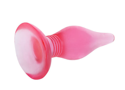 Rosa silikon analplug baile lila soft touch mit saugnapfbasis und geriffelter oberfläche 14,2 cm lang