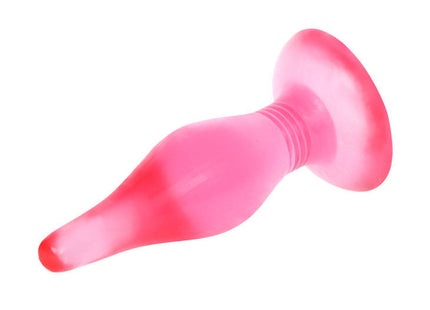 Rosa silikon analplug mit geriffelter struktur und großflachem stützbasis baile lila soft touch 14,2 cm