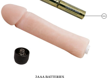 Rosa silikon dildo vibrator von baile 25 cm mit zwei aaa batterien und schwarzer kappe, rückansicht
