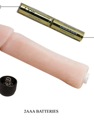 Rosa silikon dildo vibrator von baile 25 cm mit zwei aaa batterien und schwarzer kappe, rückansicht