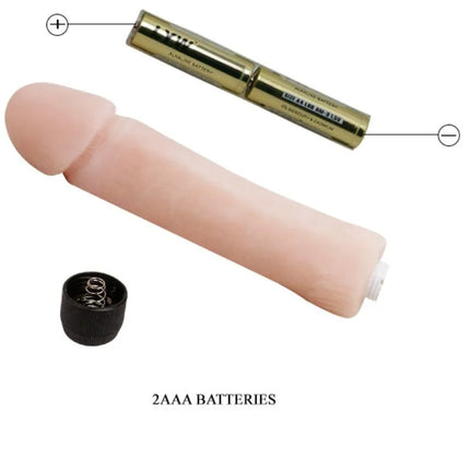 Rosa silikon dildo vibrator von baile 25 cm mit zwei aaa batterien und schwarzer kappe, rückansicht