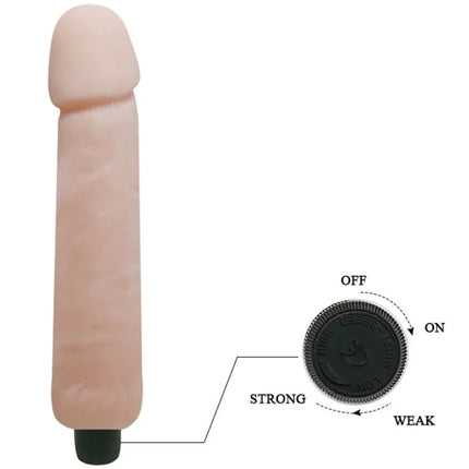 Rosafarbener silikonvibrator dildo baile love companion 25 cm mit schwarzem runden steuerknopf und zwei leistungsstufen