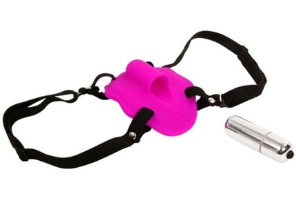 Pinkes silikon mundknebel mit schwarzen verstellbaren riemen und silberner zylindrischer fernbedienung von baile love fahrergurt mit vibration