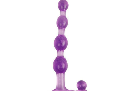 Lila durchsichtiger silikon butt plug mit segmentiertem perldesign und breiter basis aus der baile lovers secret collection fantaskit