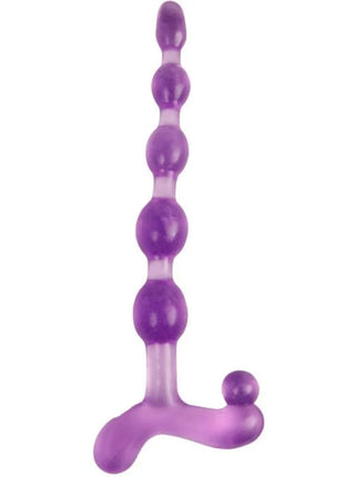Lila durchsichtiger silikon butt plug mit segmentiertem perldesign und breiter basis aus der baile lovers secret collection fantaskit