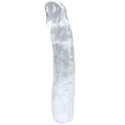 Klarer transparenter silikon dildo mit strukturierter und gerillter oberfläche aus baile lovers secret collection fantasykit