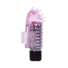 Baile mini finger vibrator aus silikon in rosa durchsichtig mit stacheln und schwarzer basis sichtbar von der rückseite