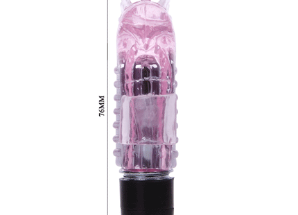 Baile mini finger vibrator aus silikon in pink translucent mit schwarzer basis und texturierten rillen
