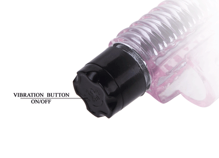 Baile mini finger vibrator aus silikon in pink transparent mit schwarzer strukturierter an- und aus taste
